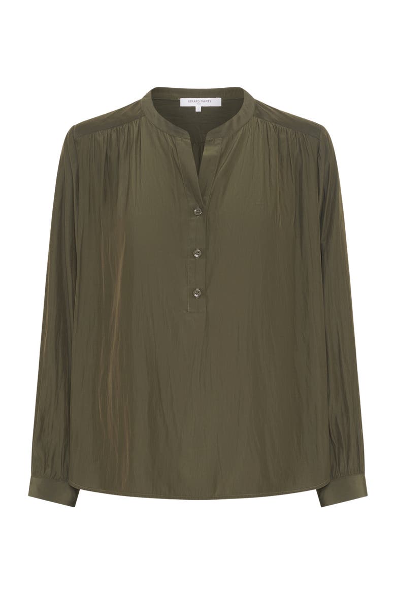 Cyndie Gathered Detail Blouse, Alternate, color, Khaki