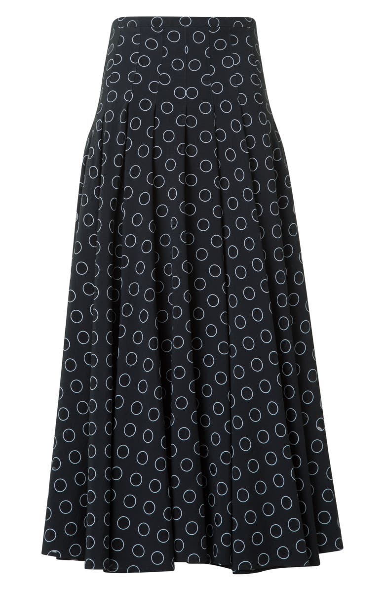 Akris punto Polka Dot Organza Pleated Midi Skirt, Alternate, color, Black-Cream