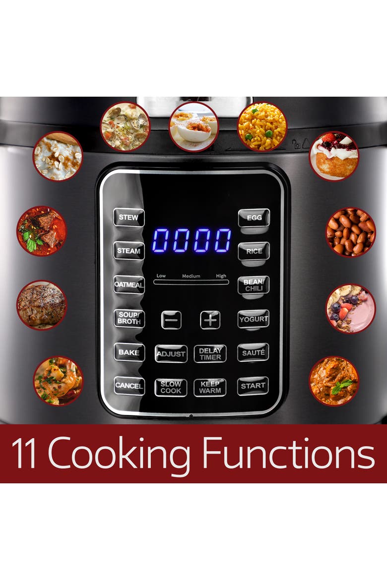 6 Quart 11-in-1 Electric Pressure Cooker, Multi-Cooker with Stainless Steel Crock, Alternate, color, Grey