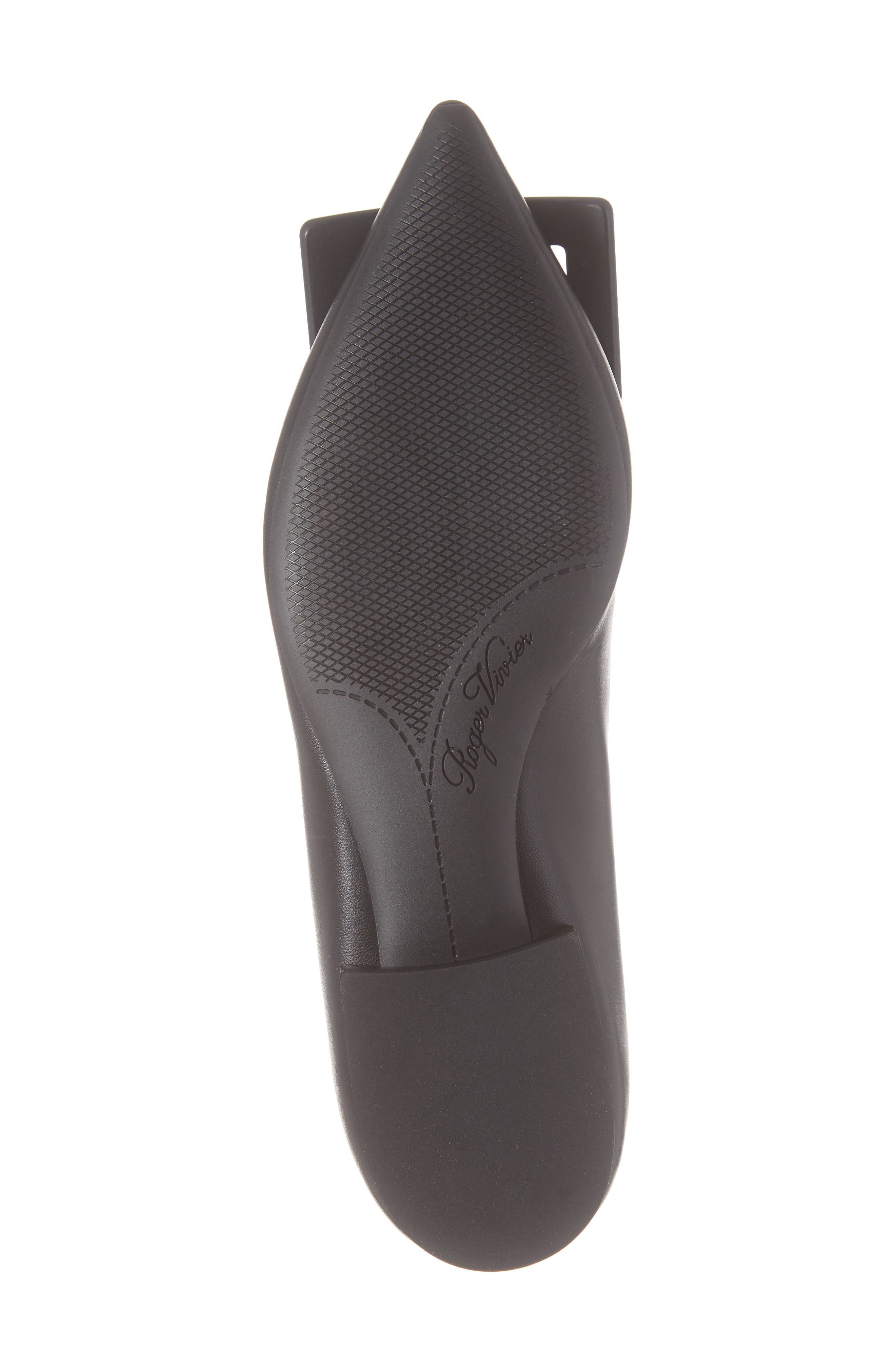 Roger Vivier Gommettine Buckle Pointed Toe Flat, Alternate, color, Black