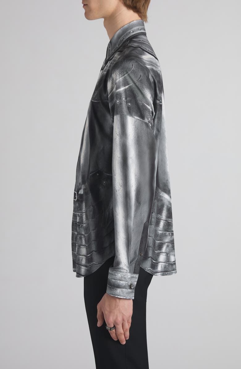 McQueen Armour Trompe l'Oeil Button-Up Shirt, Alternate, color, Steel