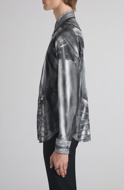Alexander Mcqueen Mcqueen Armor Print Shirt Steel In Gray
