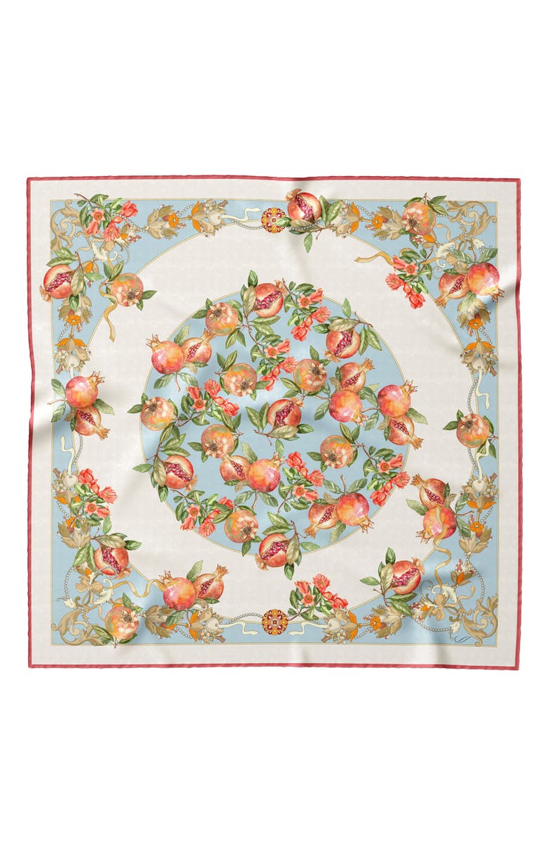 Elizabetta Melograno - Hand Rolled Silk Foulard for Women, Alternate, color, Powder Blue
