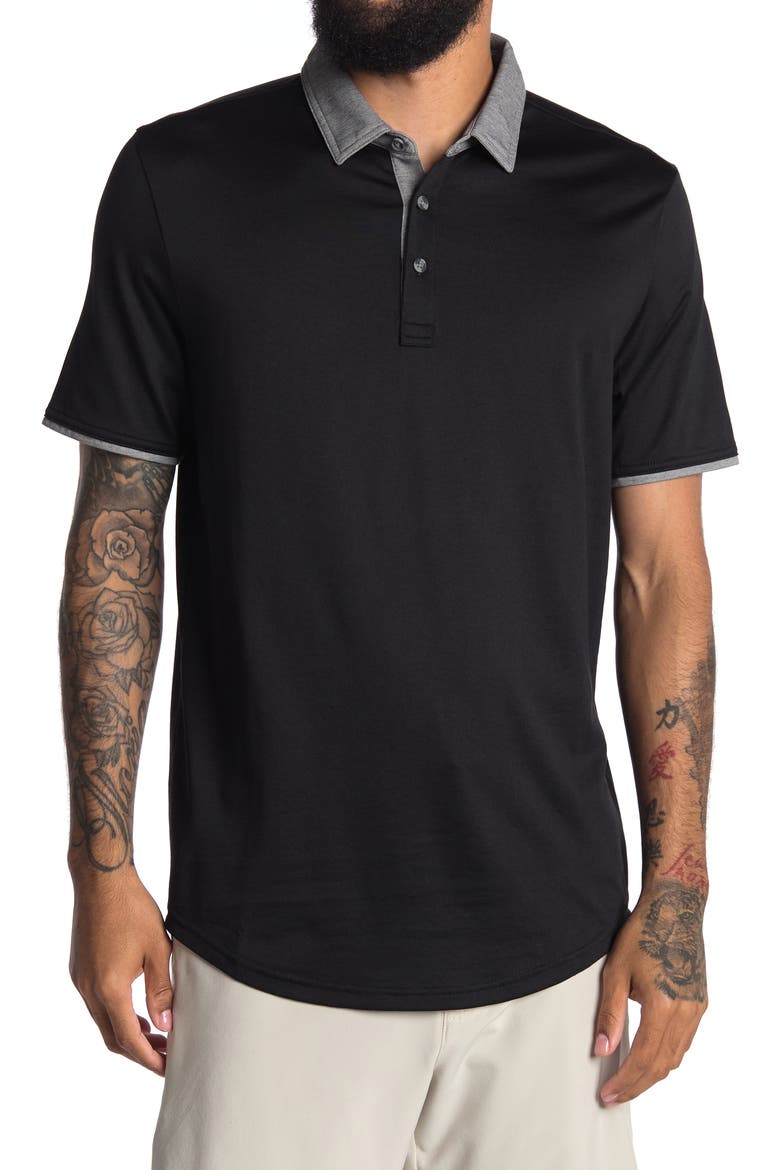 The Scoop Short Sleeve Polo, Main, color, BLACK