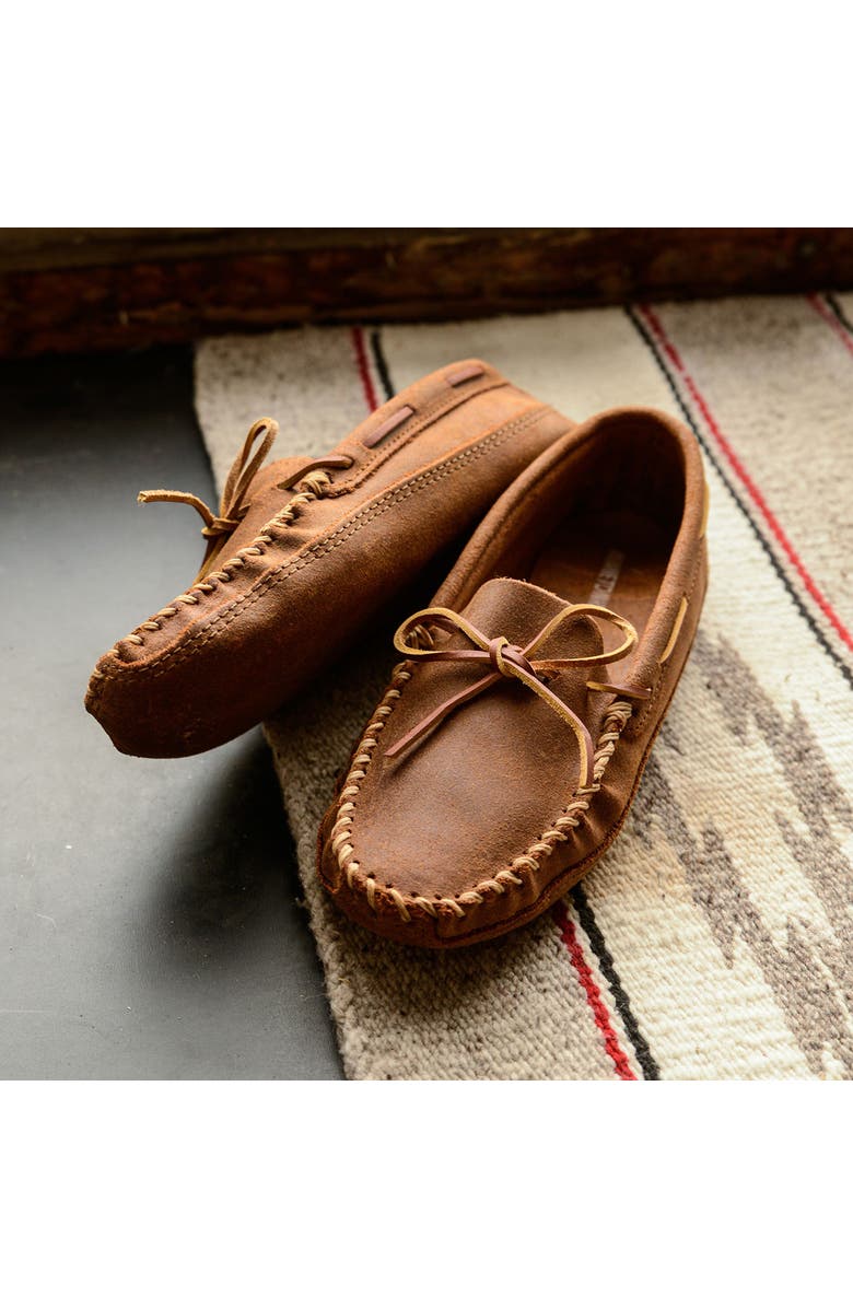 Minnetonka Suede Sole Loafer, Alternate, color, Brown
