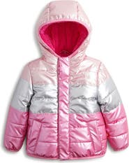 Magnetic Me Kids' Colorblock Metallic Faux Leather Puffer Jacket