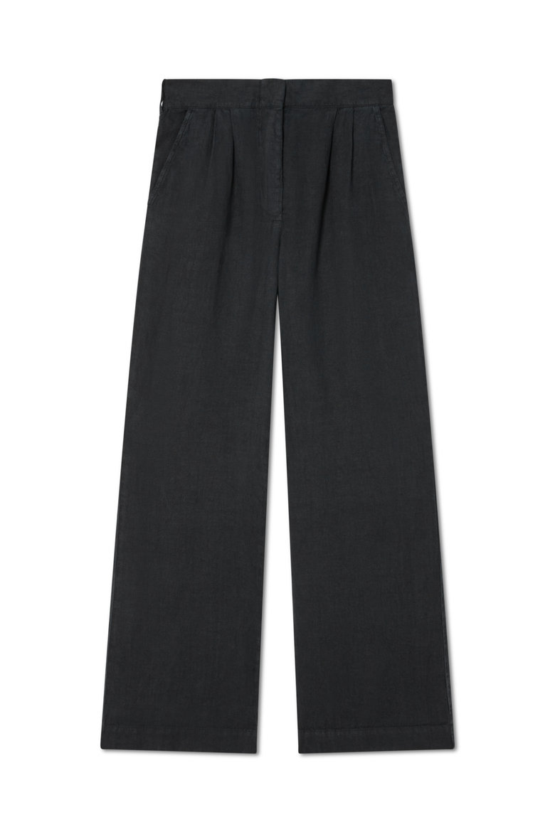 Marina Linen Trouser, Main, color, BLACK