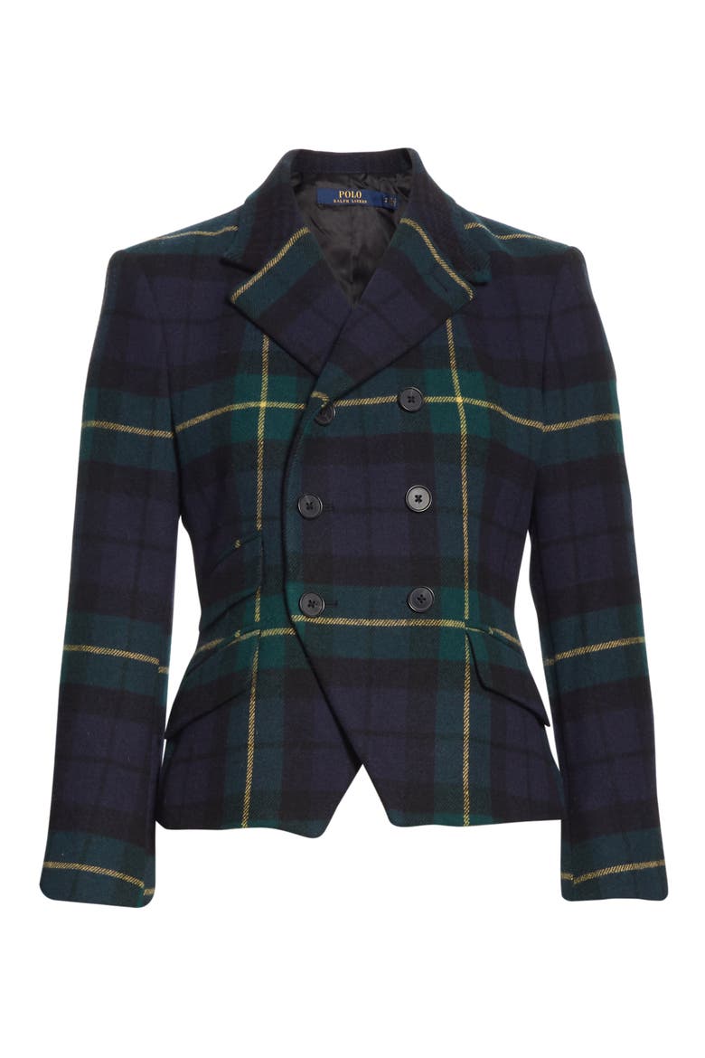 Kirra Tartan Wool Blend Blazer, Alternate, color, BLUE PLAID