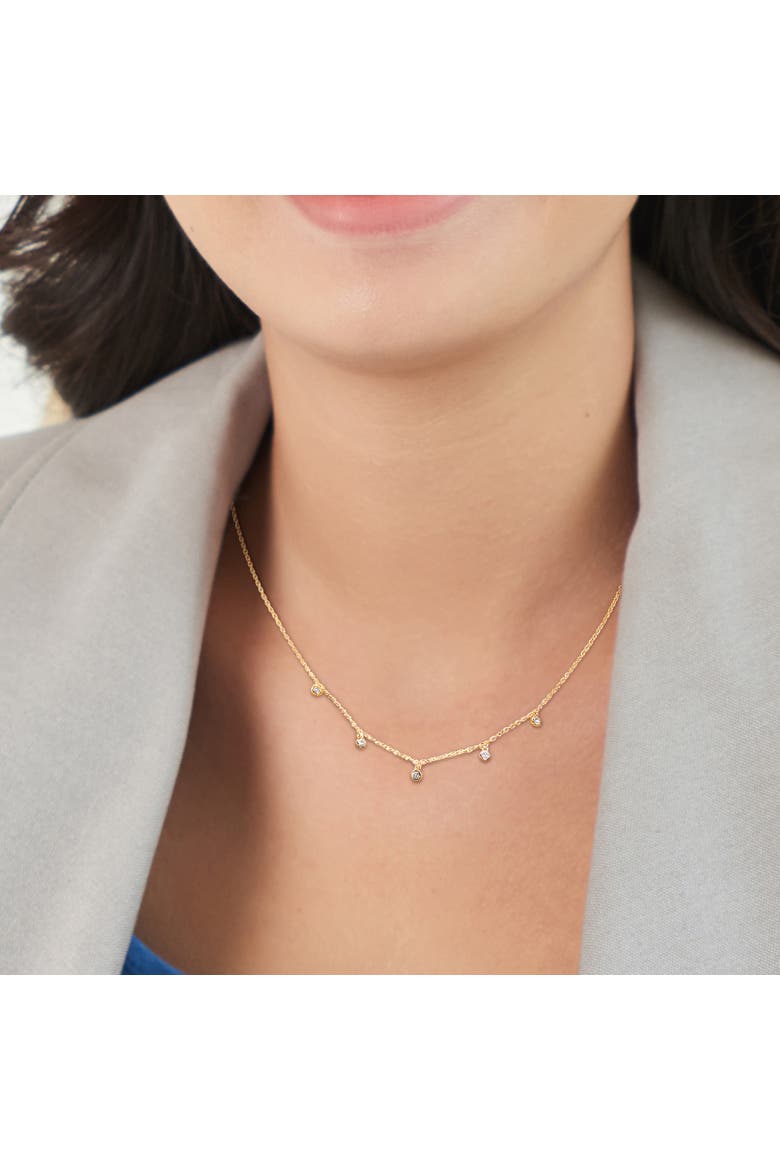 1/6 CTW Lab-Grown Diamond Station Necklace, Alternate, color, Yellow-Plated
