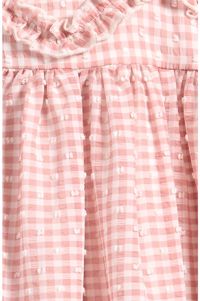 Kids' Gingham Ruffle Dress, Alternate, color, PINK/TAUPE