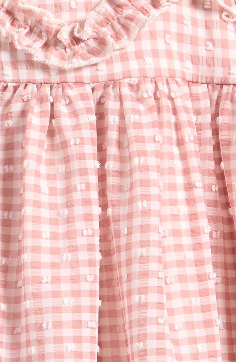 Ava & Yelly Kids' Gingham Ruffle Dress, Alternate, color, Pink/Taupe