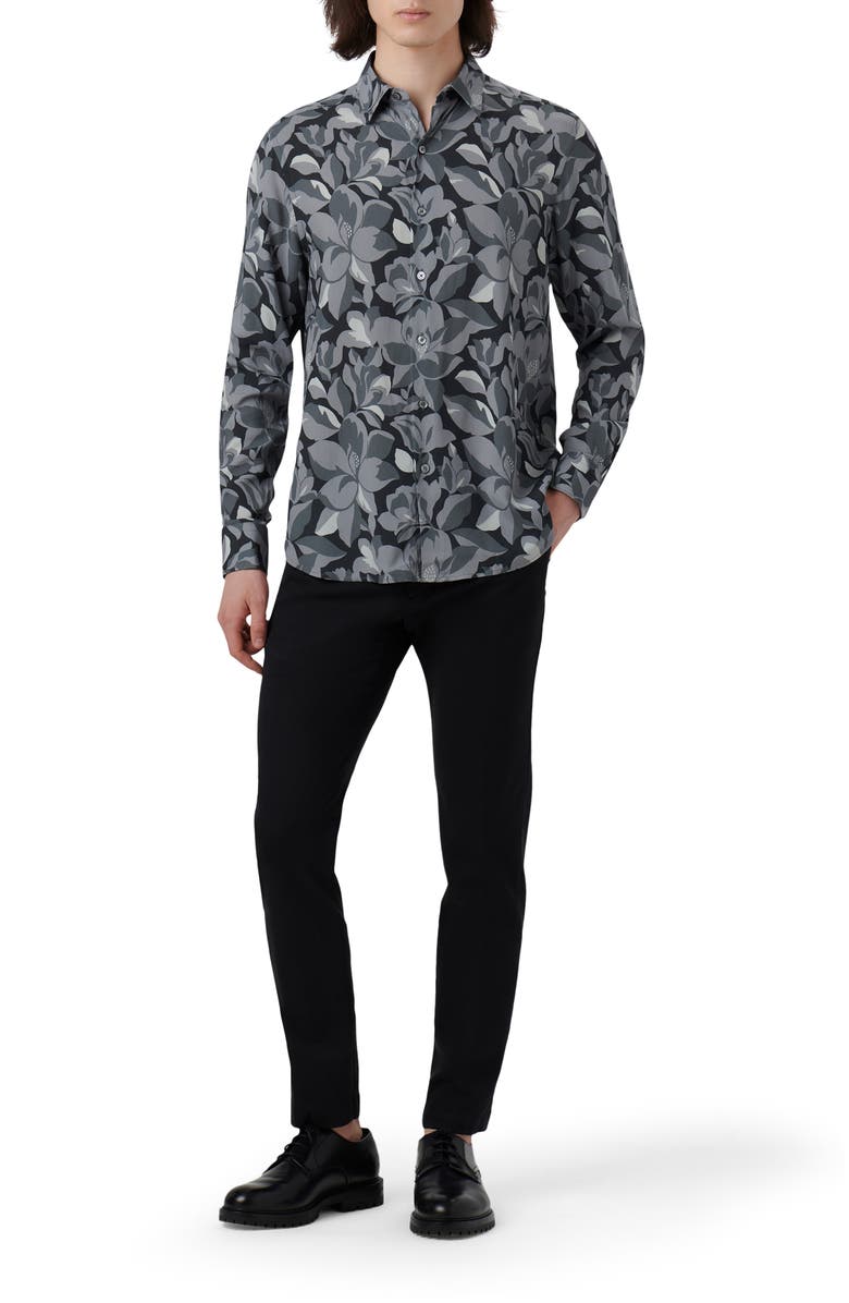 Bugatchi Julian Shaped Fit Floral Button-Up Shirt, Alternate, color,