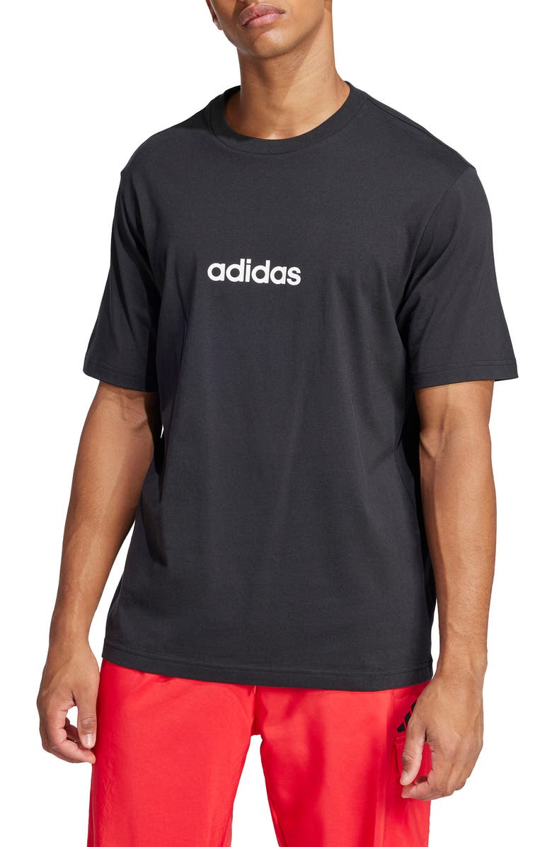 adidas Essentials Linear Jersey Graphic T-Shirt, Main, color, Black/ White