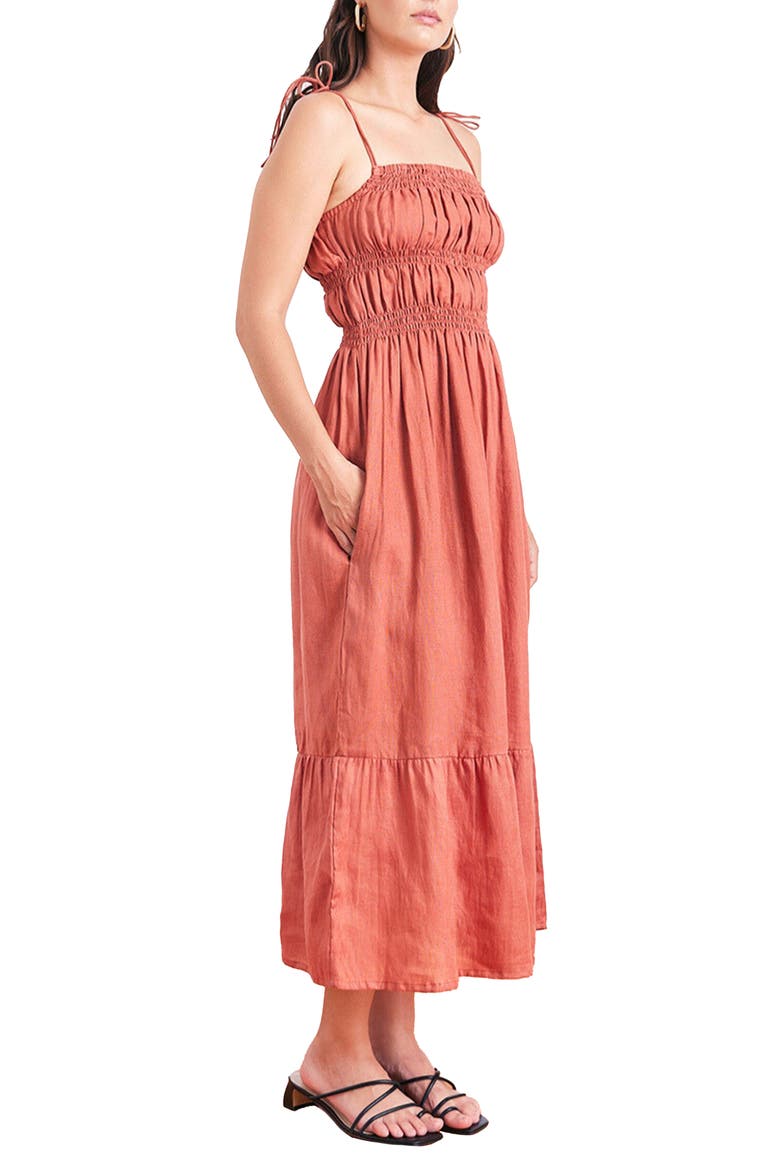 Emilia Linen Midi Dress, Alternate, color, Terracotta