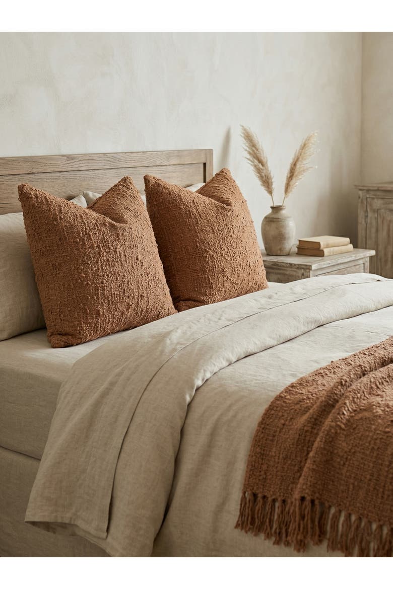 Cozy Cotton Boucle Pillow with Down Insert, Alternate, color, Teddy Brown