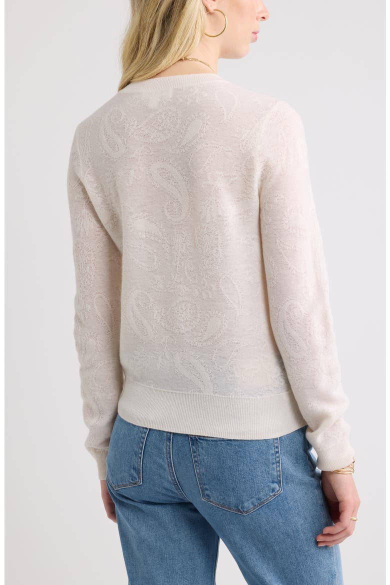 Jacquard Cashmere Blend Crewneck Sweater, Alternate, color, IVORY DOVE