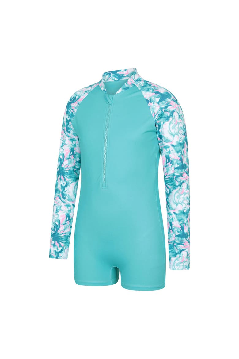 Childrens/Kids Mira Marble Effect Long-Sleeved Rash Guard, Alternate, color, Turquoise