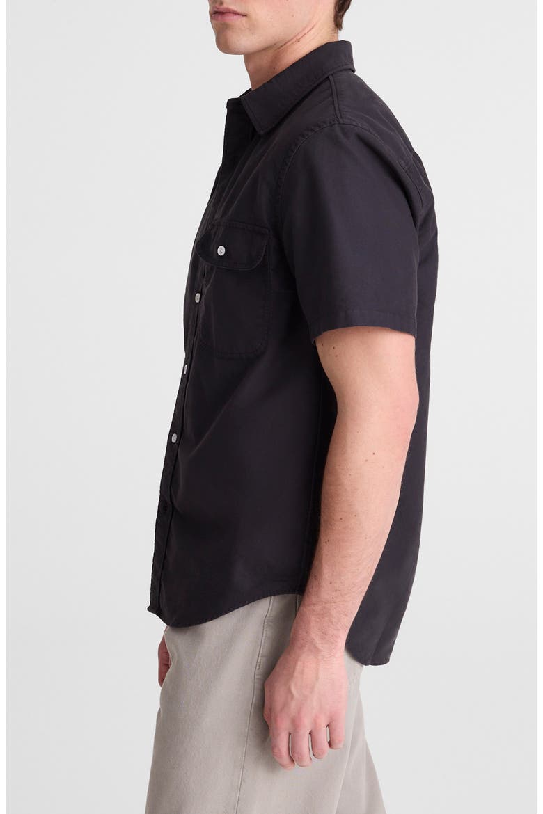 Allday Oxford Single Pocket Short Sleeve Button-Up Shirt, Alternate, color, LICORICE