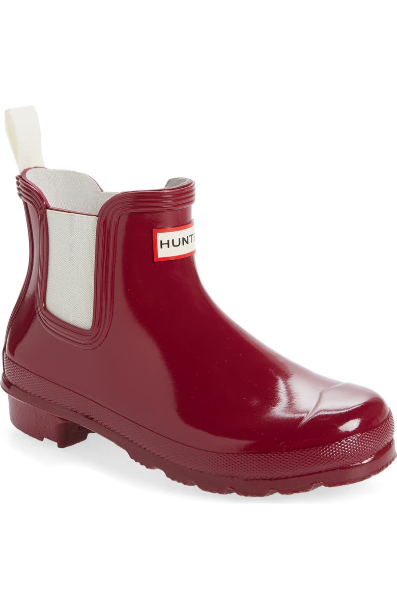 Hunter Original Gloss Waterproof Chelsea Boot, Main, color,