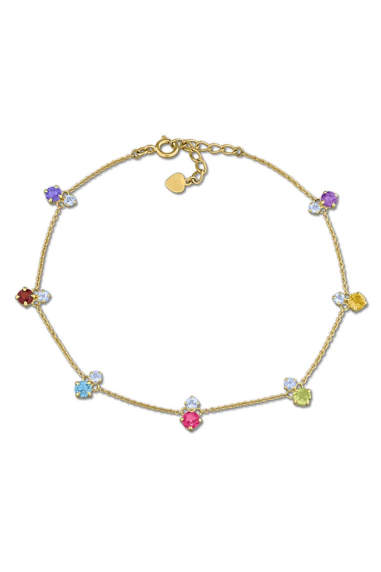 Multi-Color Gemstone Station Bracelet 10K, Main, color, 10k Yellow Gold