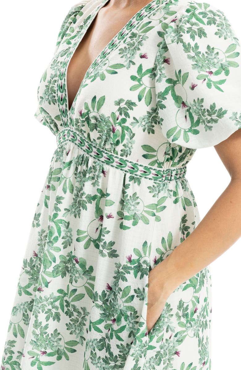 MAX STUDIO Flutter Sleeve Empire Waist Maxi Dress, Alternate, color, Ivory/ Green