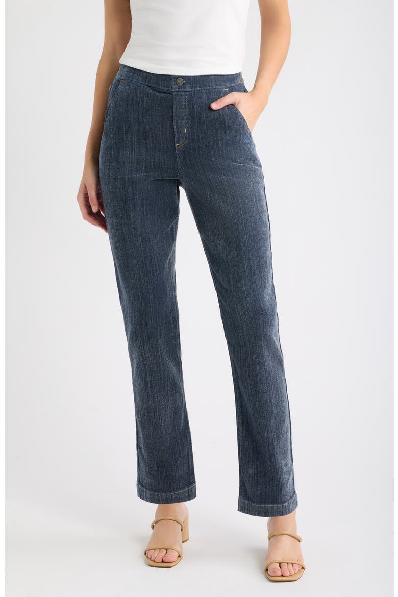 High Waist Chenille Denim Pants, Main, color, DARK DENIM