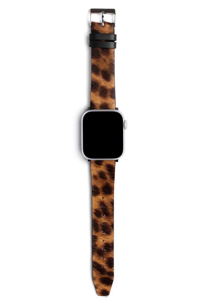 Genuine Calf Hair Apple Watch® Watchband, Alternate, color, LEOPARD