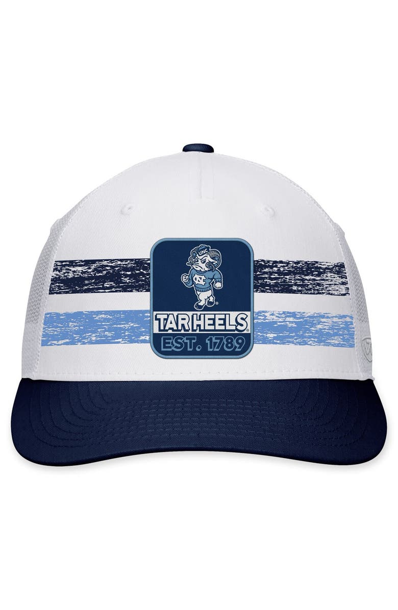 TOP OF THE WORLD Men's Top of the World White/Navy North Carolina Tar Heels Retro Fade Snapback Hat, Alternate, color, White