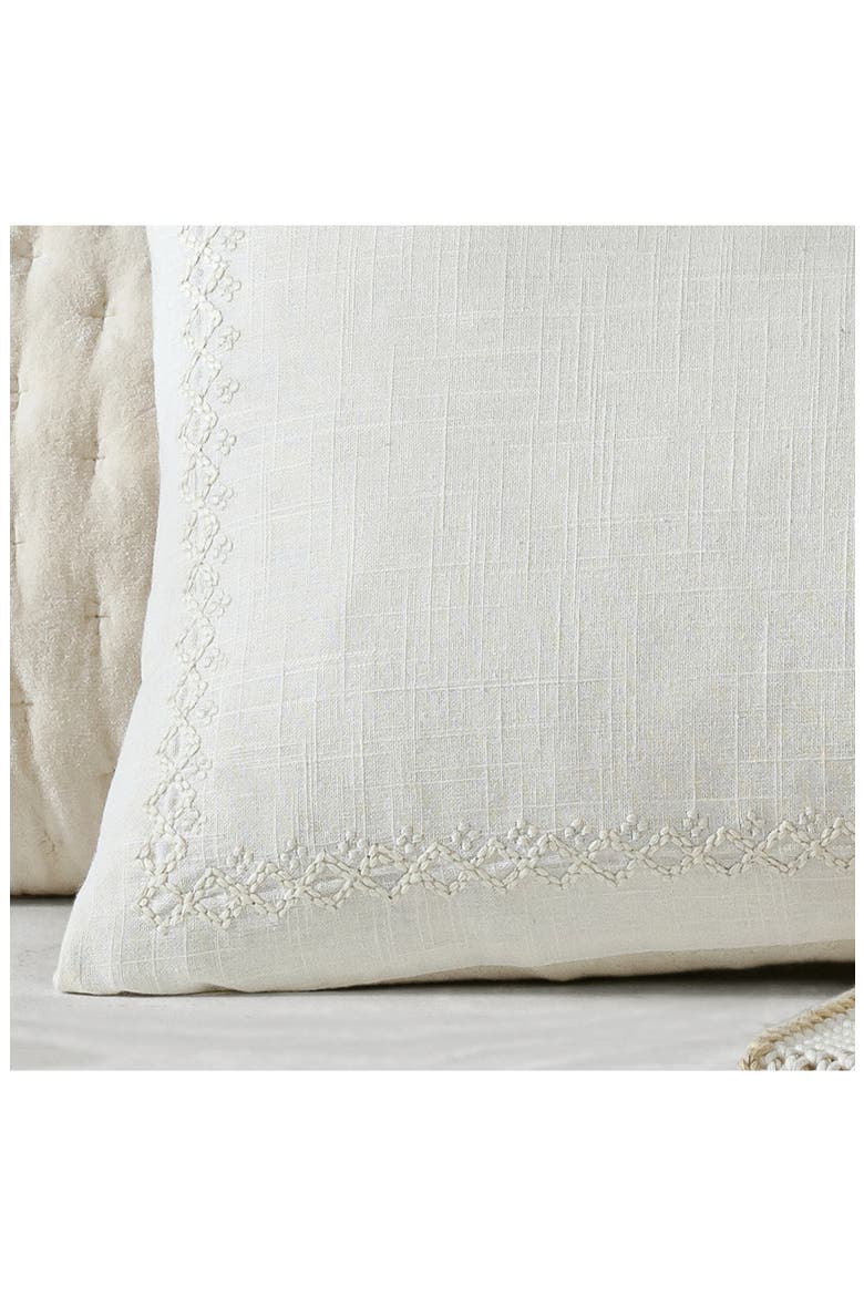 Border Embroidery Accent Pillow, Alternate, color, CREAM