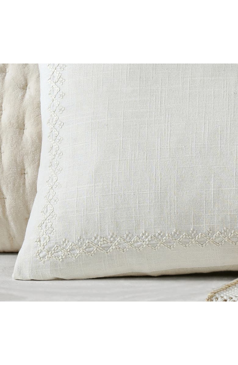 DKNY Pure Border Embroidery Accent Pillow, Alternate, color, Cream