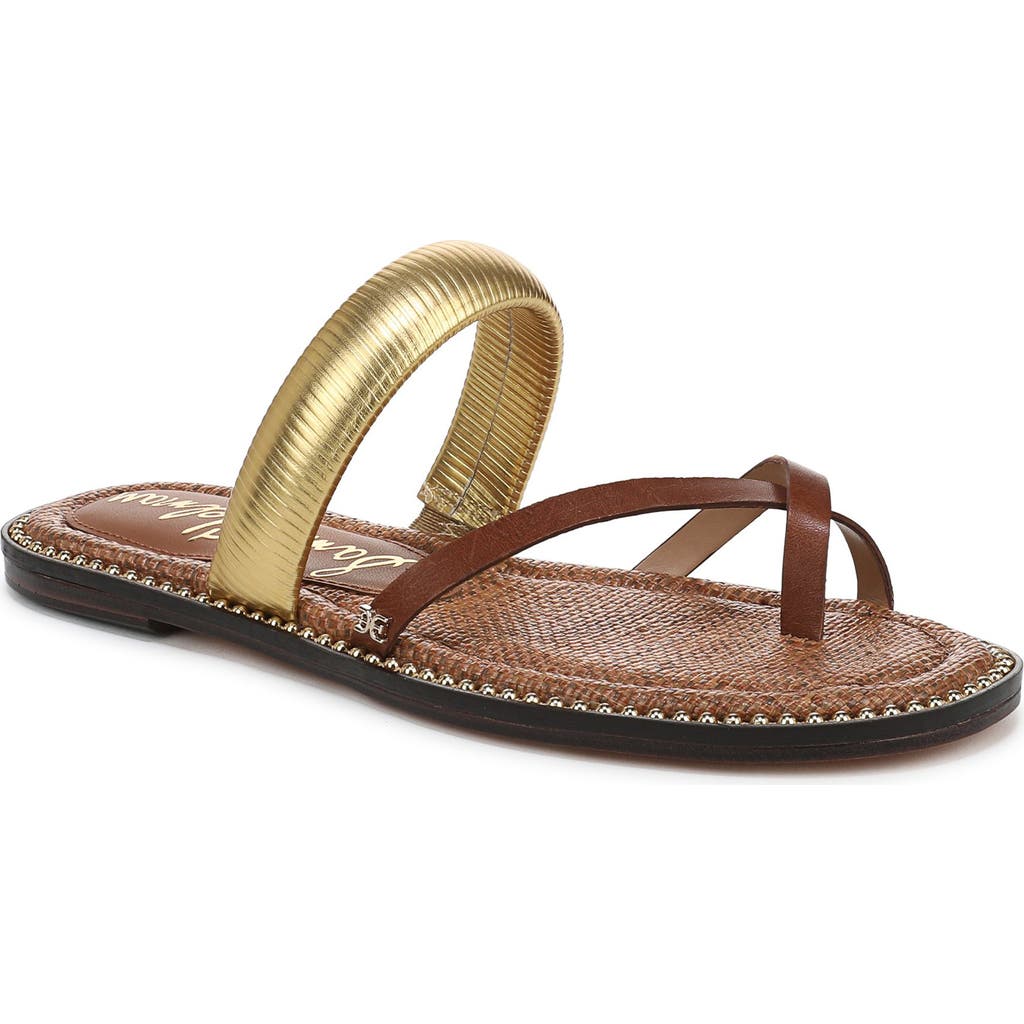 Sam Edelman Tillie Strappy Slide Sandal Cognac Leather In Cognac