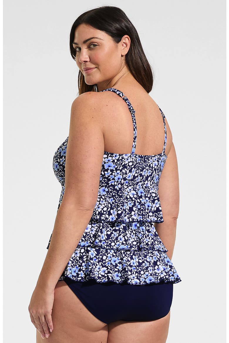 Plus Size Ruffle Fauxkini One Piece Swimsuit, Alternate, color, Navy Meadow Floral