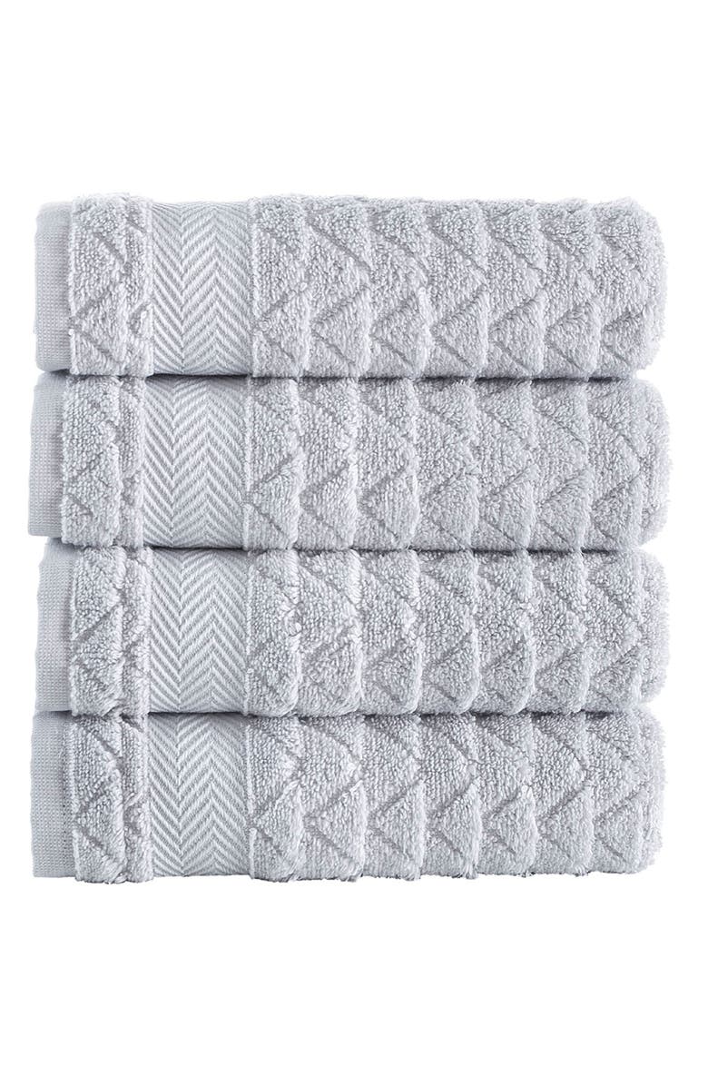 Brooks Brothers Herringbone Cotton 4-Pack Washcloths, Alternate, color, Silver