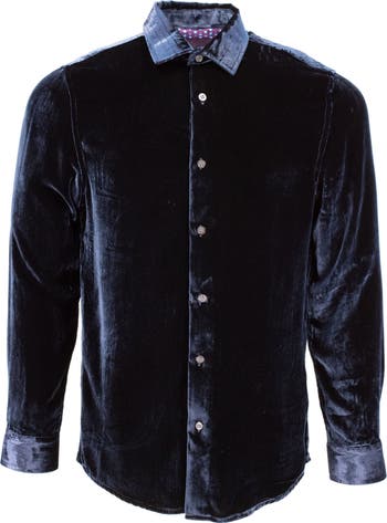 Lords of Harlech Ned Button-Up Velvet Shirt | Nordstrom