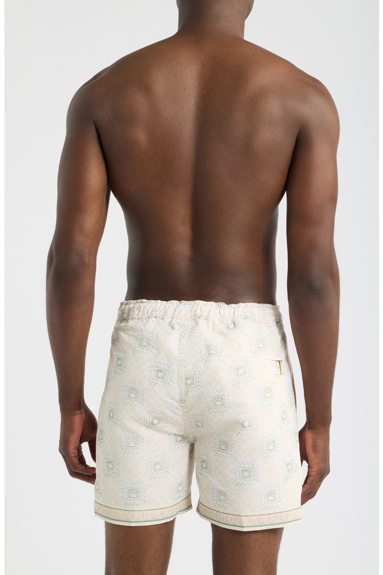 Oceano Telha Tile Print Swim Trunks, Alternate, color, ECRU- 17