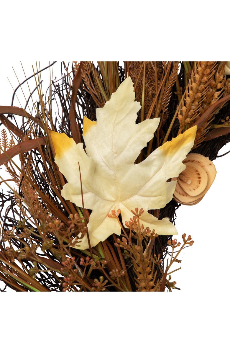 Northlight Cattail and Wheat Twig Artificial Fall Harvest Wreath - 24", Alternate, color, 