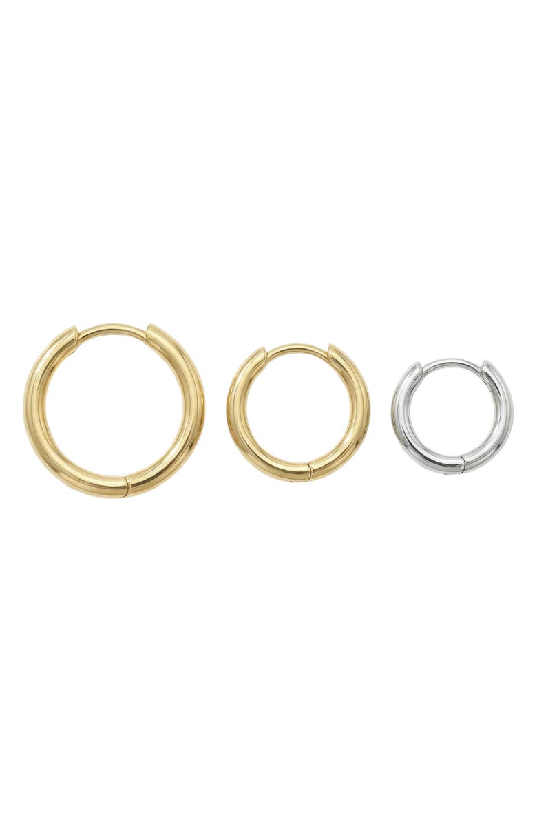 Argento Vivo Sterling Silver Set of 3 Hoop Earrings, Main, color, Gold/ Silver