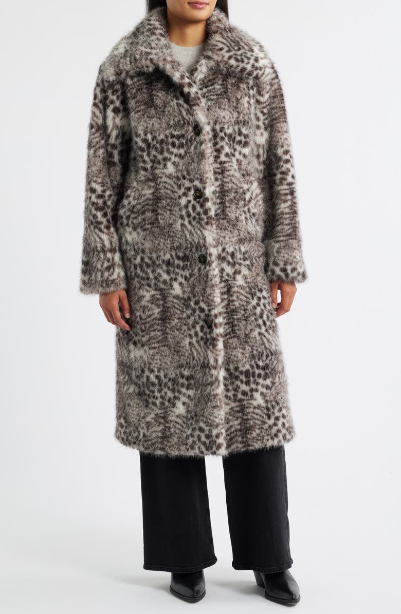 Bernardo Abstract Leopard Faux Fur Coat, Main, color, Leopard