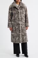 Bernardo Abstract Leopard Faux Fur Coat
