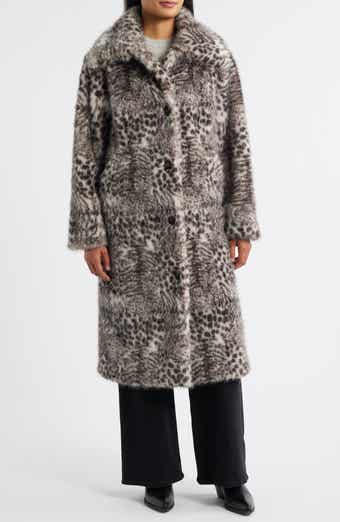 Bernardo Abstract Leopard Faux Fur Coat