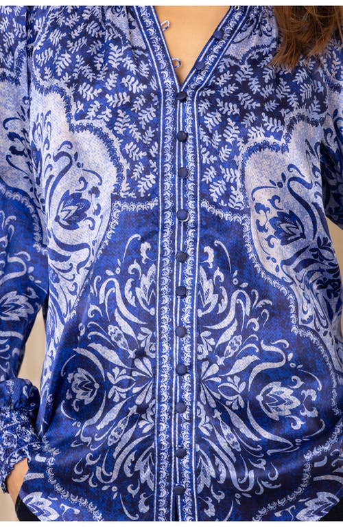 Hale Bob Marianna Silk Top In Blue