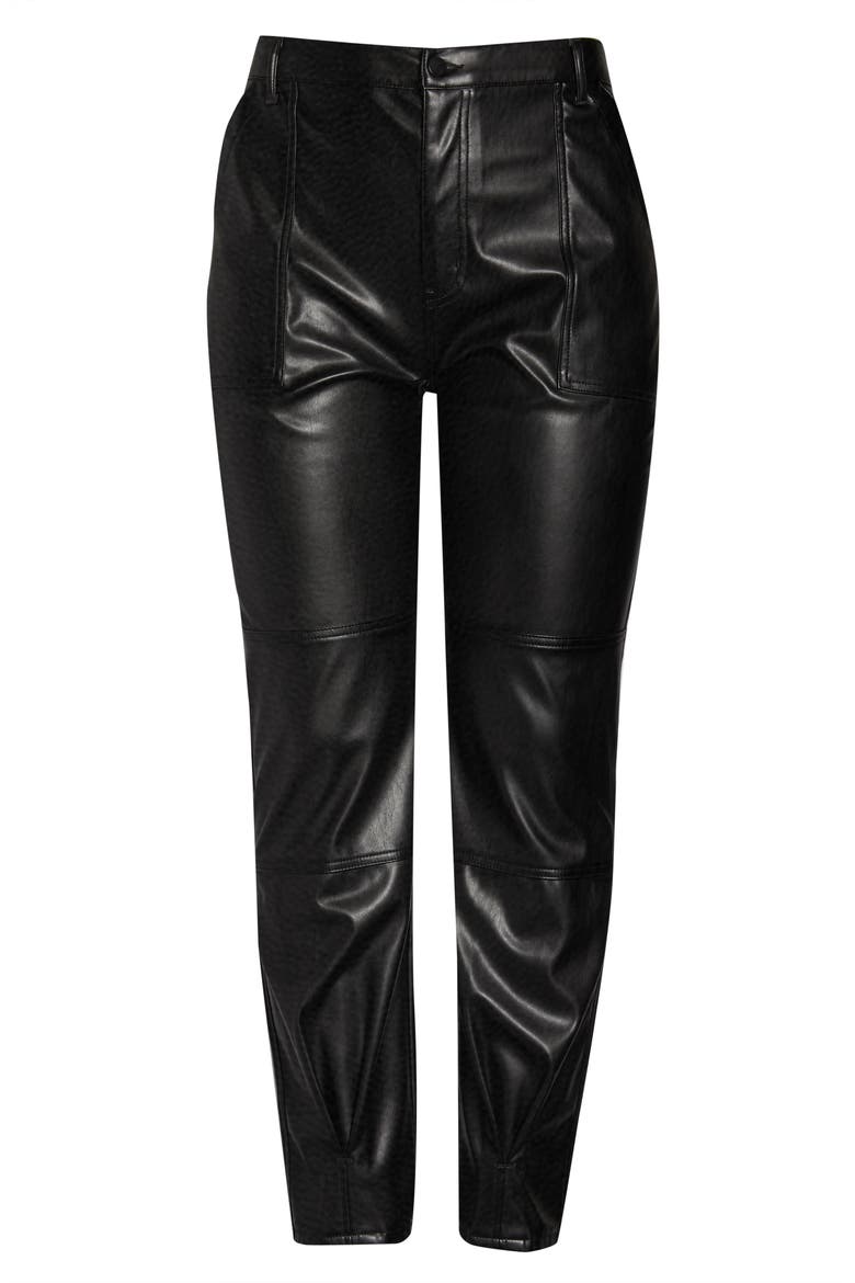 Tapered Leg Faux Leather Pants, Alternate, color, BLACK