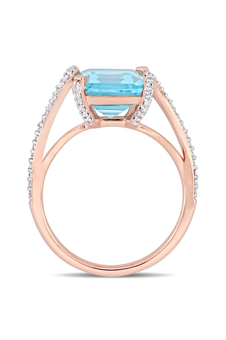 Blue Topaz & Diamond Cocktail Ring 14k, Alternate, color, Blue Topaz