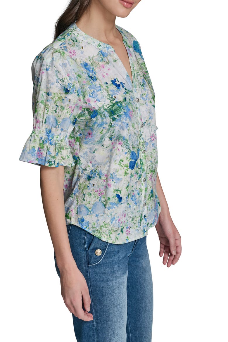 Print Puff Sleeve Top, Alternate, color, SKY BLUE MULTI