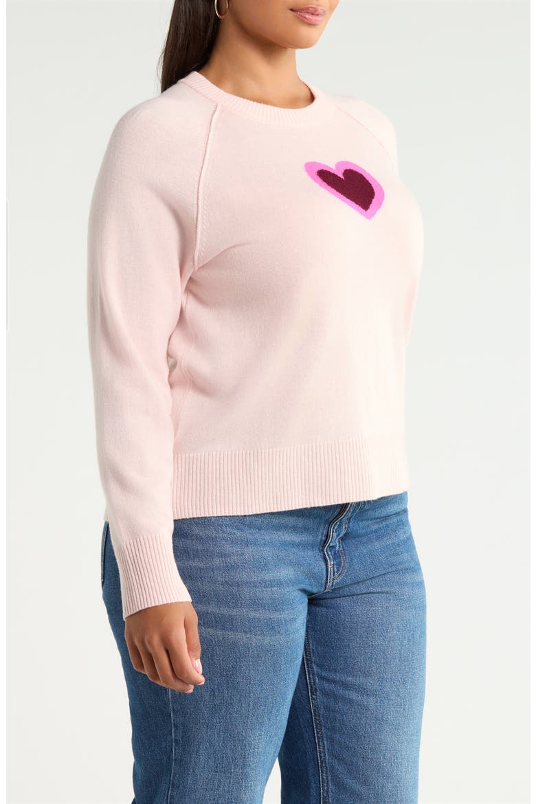 Heart Intarsia Wool & Cashmere Sweater, Alternate, color, PINK LAYERED HEART