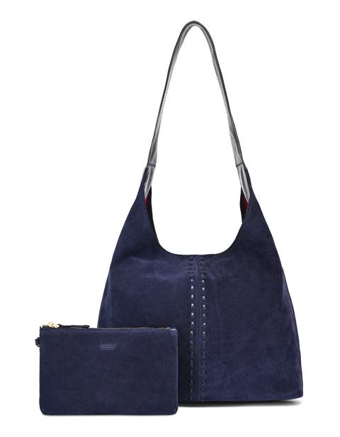 Hydrangea Genuine Leather Suede Classic Hobo Bag