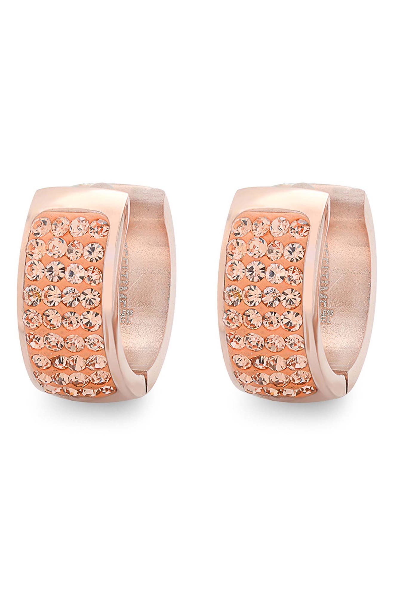 Crystal 18k Rose Gold Plated Huggie Hoop Earrings