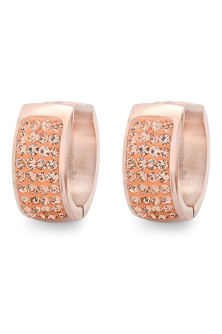 Crystal 18k Rose Gold Plated Huggie Hoop Earrings, Main, color, GOLD