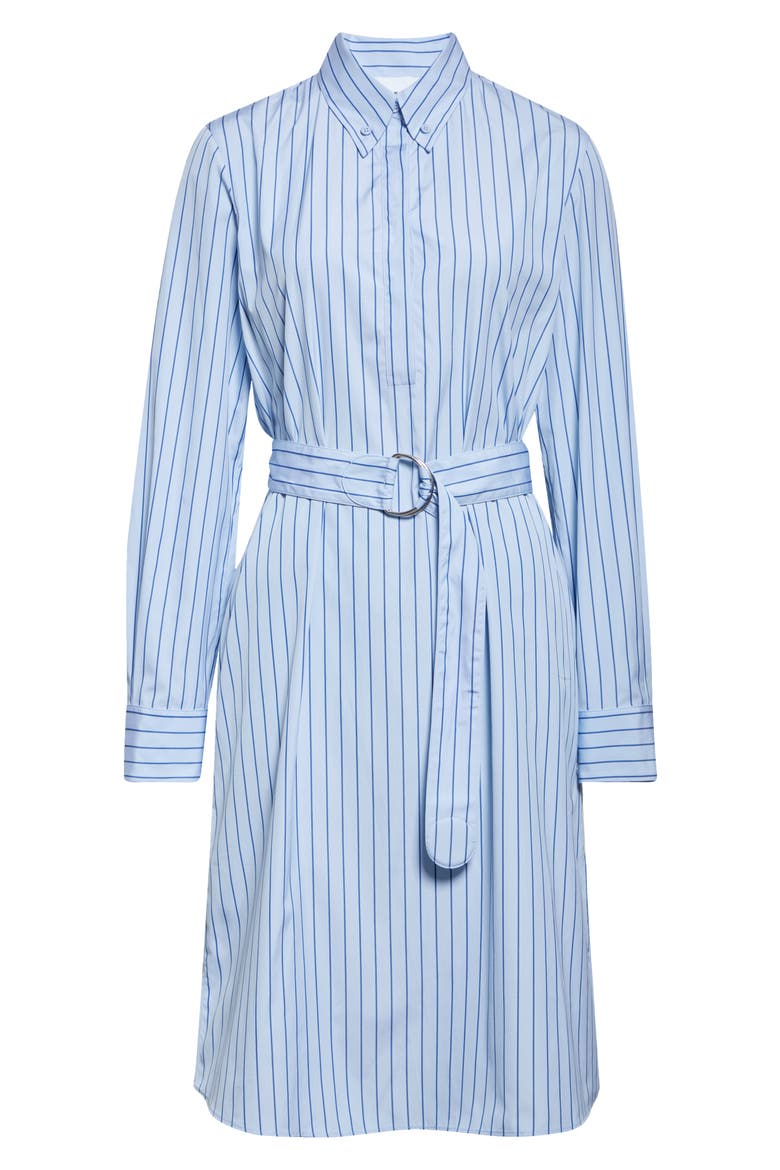 Stripe Long Sleeve Cotton Poplin Shirtdress, Alternate, color, SKY-MEDIUM BLUE
