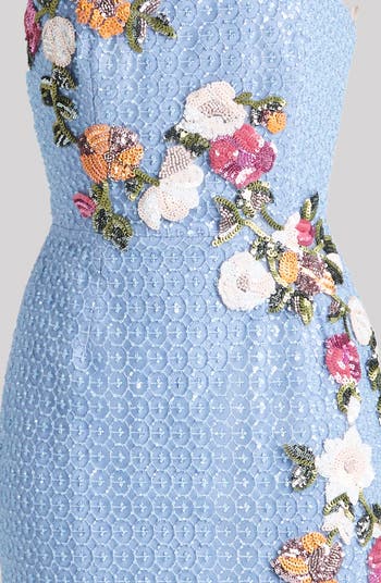 Silvia Floral Sequin Strapless Cocktail Dress